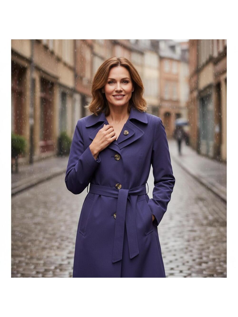 London Fog Women's Classic Navy Trench Coat with Belt